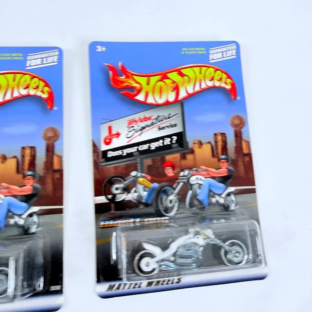 Hot Wheels Blast Lane Motorcycle Jiffy Lube Promo Lot of 3 White Diecast 26280